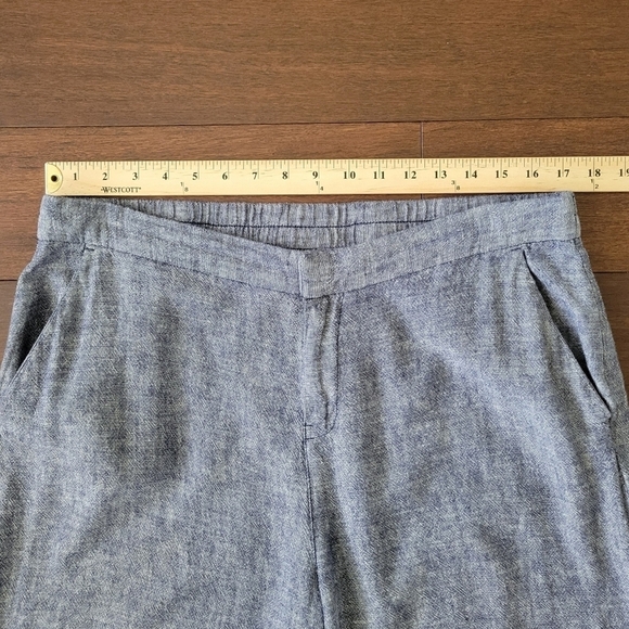 Old Navy Cropped Wide Leg Linen Blend High-Rise Pants Women's Size Large Blue - Picture 5 of 10
